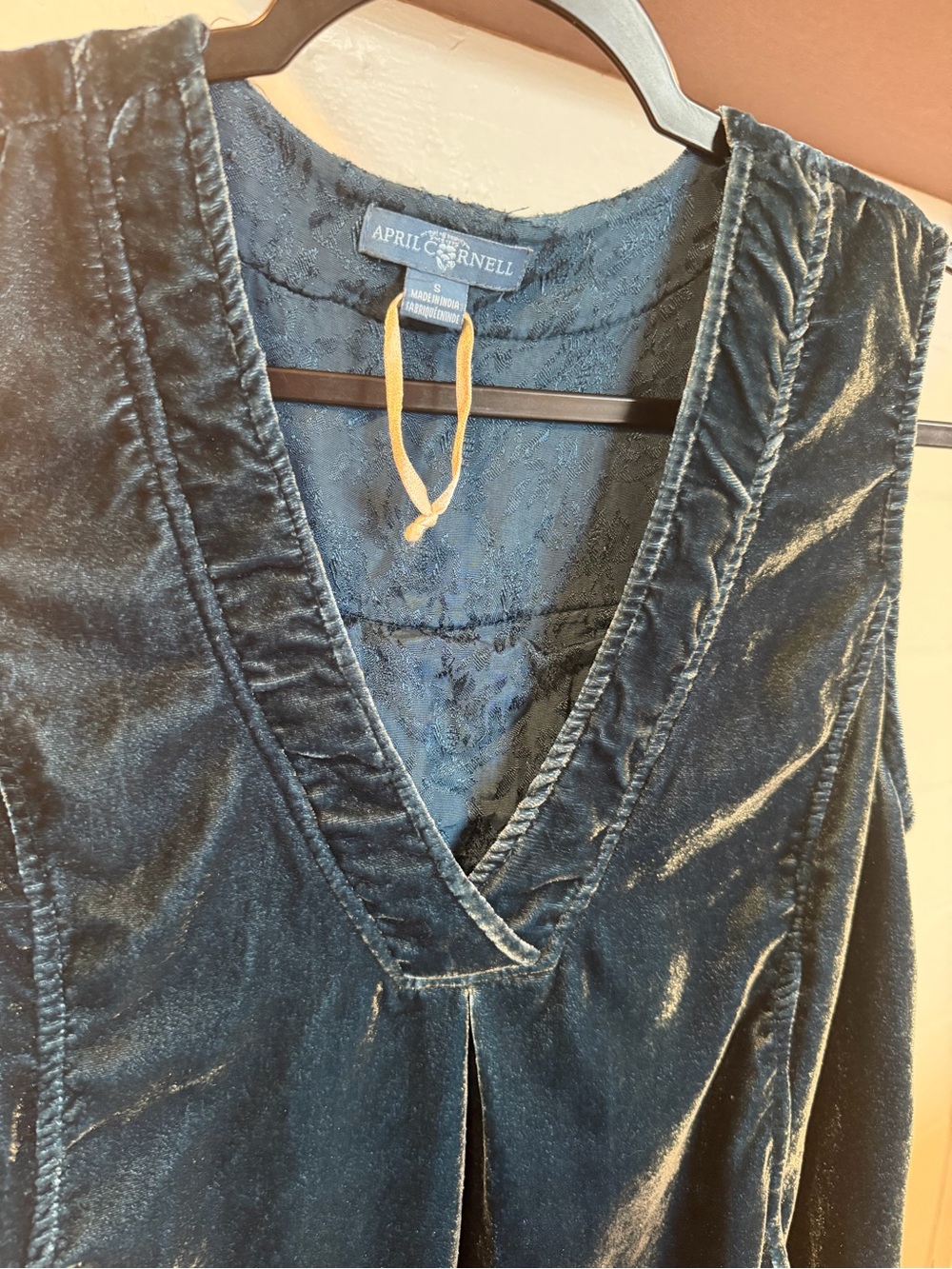 April Cornell Teal Textured Dress with Gold Hanger Loop - Picture 4 of 12